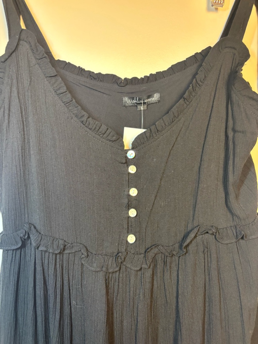 NWT Wishlist Black Button-Front Tiered Midi Dress, size L - Picture 4 of 7
